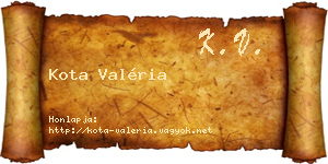 Kota Valéria névjegykártya